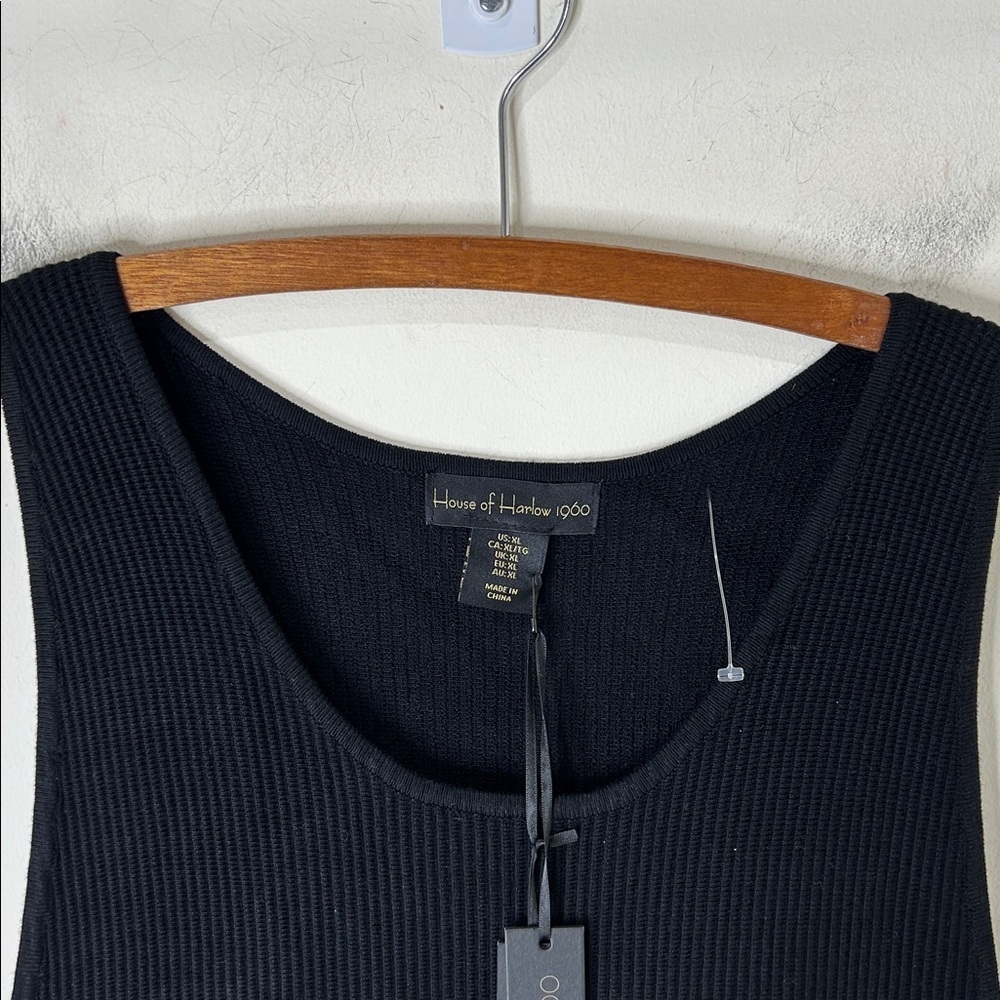 NWT House of Harlow 1960 Black Ribbed Knit Tank Dress Size XL - Picture 7 of 15